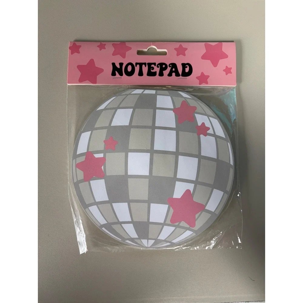 Francescas Disco Ball Notepad 75 Sheets Round Pink Star Silver Retro Stationery‎